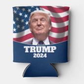 米国国旗2024とドナルド・トランプ写真 缶クーラー (正面)