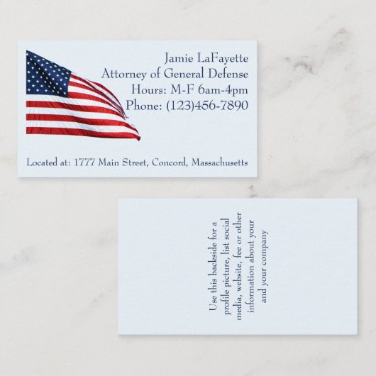 米国国旗2412 名刺 (正面/裏面)