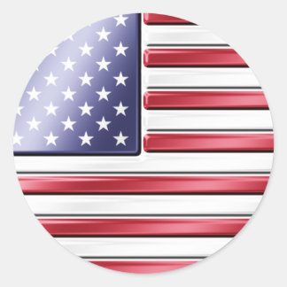 米国国旗2 – 米国 – 金属 ラウンドシール