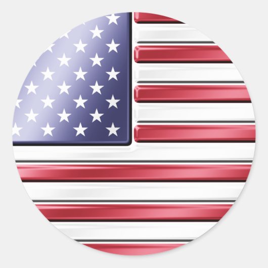 米国国旗2 – 米国 – 金属 ラウンドシール (正面)