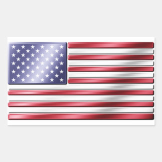 米国国旗2 – 米国 – 金属 長方形シール