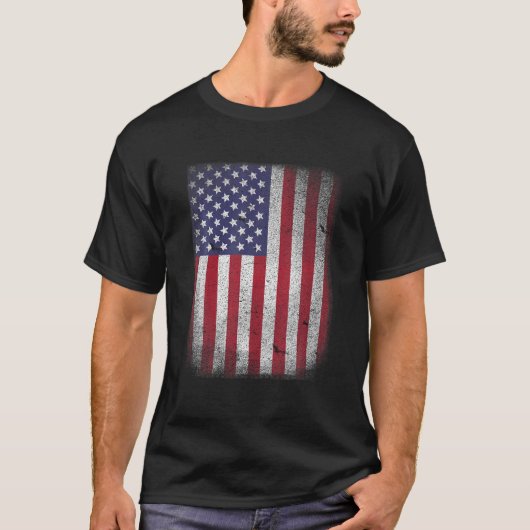 米国国旗7月4日アメリカ赤白青星Str Tシャツ (正面)