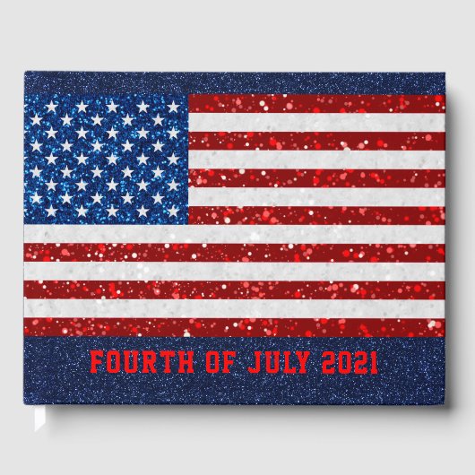 米国国旗7月4日グリッター ゲストブック (正面)