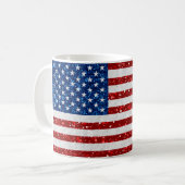 米国国旗7月4日グリッター コーヒーマグカップ (正面左)