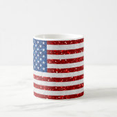 米国国旗7月4日グリッター コーヒーマグカップ (中央)