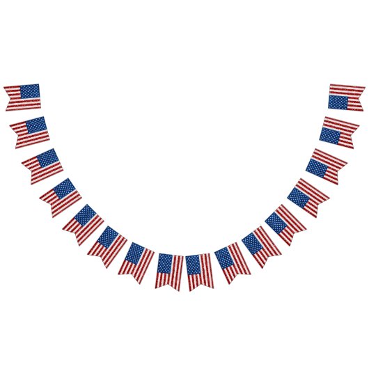 米国国旗7月4日グリッター バンティングフラッグ (全)