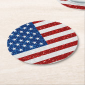 米国国旗7月4日グリッター ラウンドペーパーコースター (アングル)