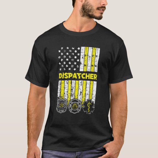 米国国旗911のオペレータが警察の発砲で派遣 Tシャツ (正面)