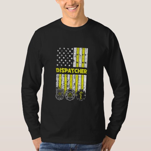 米国国旗911のオペレータが警察の発砲を派遣 Tシャツ (正面)