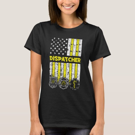 米国国旗911オペレーター派遣元警察火災 Tシャツ (正面)