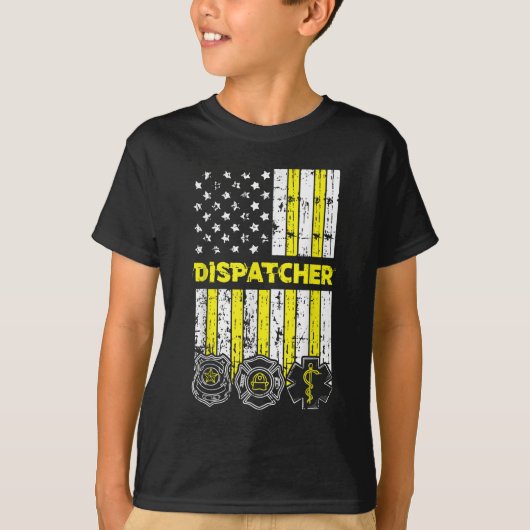 米国国旗911オペレーター派遣元警察火災 Tシャツ (正面)