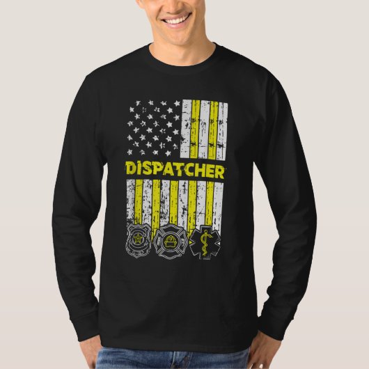 米国国旗911オペレーター派遣元警察火災 Tシャツ (正面)