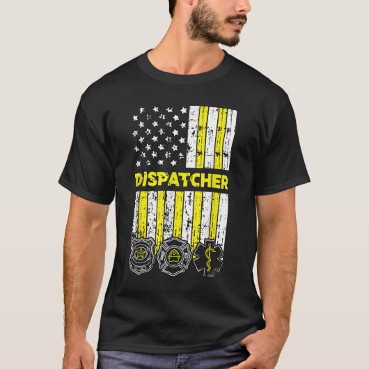 米国国旗911オペレーター派遣元警察火災 Tシャツ (正面)
