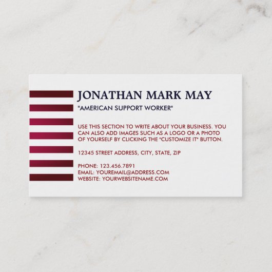 米国国旗、アメリカ 名刺 (裏面)