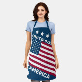 米国国旗 エプロン (着用した状態)