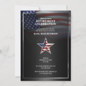 米国国旗 | エンボス星 | ブラック 招待状 (正面)