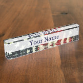 米国国旗 – カモフラージュ デスクネームプレート (側面)