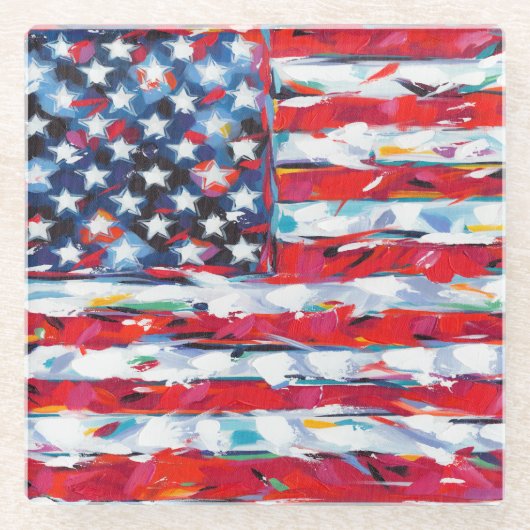 米国国旗 ガラスコースター (正面)