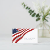米国国旗 |コーナー |白い背景 名刺 (スタンド正面)