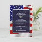 米国国旗/シルバーイーグル軍隊退職パーティー 招待状 (スタンド正面)