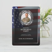 米国国旗 |シルバーローレルリーフ |ぜいたくな退職 招待状 (スタンド正面)