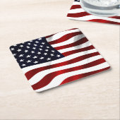 米国国旗 スクエアペーパーコースター (アングル)
