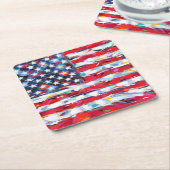 米国国旗 スクエアペーパーコースター (アングル)