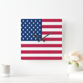 米国国旗 スクエア壁時計 (ホーム)