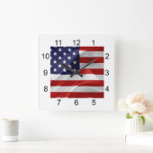 米国国旗 スクエア壁時計 (ホーム)