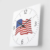 米国国旗 スクエア壁時計 (傾斜)
