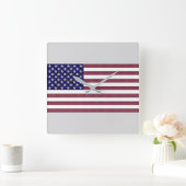 米国国旗 スクエア壁時計 (ホーム)