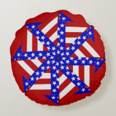 米国国旗 – ティーバッグ折り畳み6ラウンド装飾用クッション ラウンドクッション (裏面)
