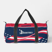 米国国旗、バスケットボール選手、誕生日ギフト ダッフルバッグ (正面)