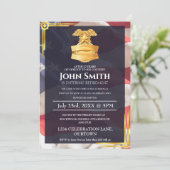 米国国旗 |バッジシールド軍隊退職パーティー 招待状 (スタンド正面)