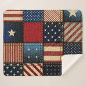 米国国旗、パッチワークのシームレスパターン。 シェルパブランケット (正面(横))