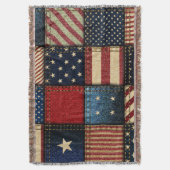 米国国旗、パッチワークのシームレスパターン。 スローブランケット (正面縦)