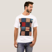 米国国旗、パッチワークのシームレスパターン。 Tシャツ (正面フル)