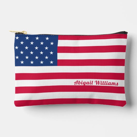 米国国旗 |パーソナライズされた | アクセサリーポーチ (正面)