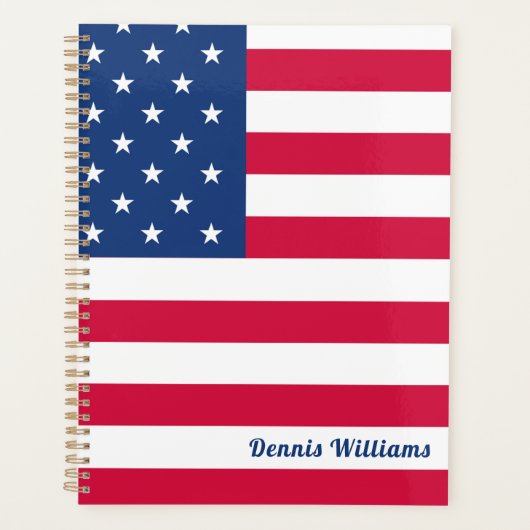 米国国旗 |パーソナライズされた | プランナー手帳 (正面)