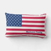 米国国旗 |ファミリパーソナライズされたー ランバークッション (裏面)