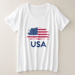 米国国旗 プラスサイズTシャツ
