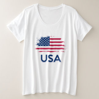 米国国旗 プラスサイズTシャツ