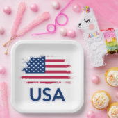 米国国旗 ペーパープレート (パーティー)