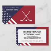 米国国旗、ホッケープレーヤー、ホッケーコーチ 名刺 (正面/裏面)