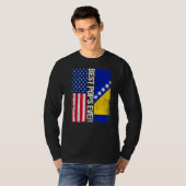 米国国旗・ボスニア・ヘルツェゴビナ最高の国ポップE Tシャツ (正面フル)