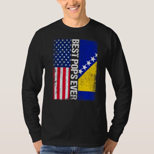 米国国旗・ボスニア・ヘルツェゴビナ最高の国ポップE Tシャツ (正面)