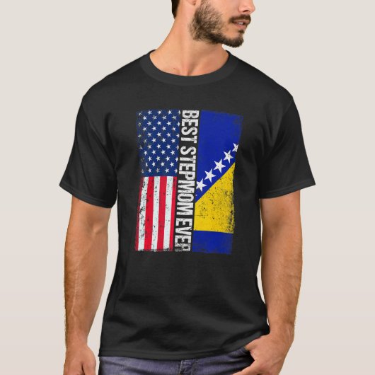 米国国旗・ボスニア・ヘルツェゴビナ最高の国旗 Tシャツ (正面)