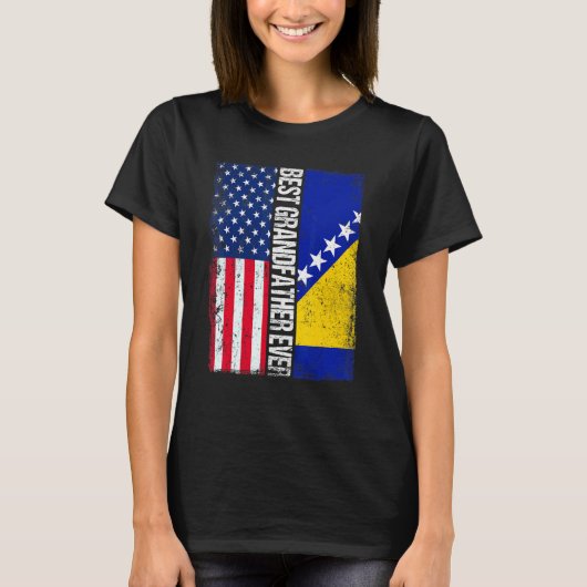米国国旗・ボスニア・ヘルツェゴビナ最高の国旗 Tシャツ (正面)