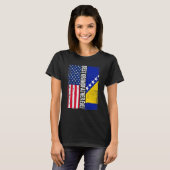 米国国旗・ボスニア・ヘルツェゴビナ最高の国旗 Tシャツ (正面フル)