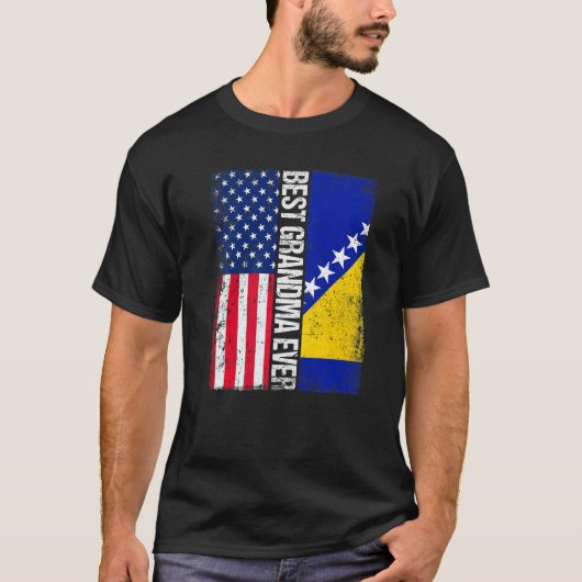 米国国旗・ボスニア・ヘルツェゴビナ最高の国旗 Tシャツ (正面)